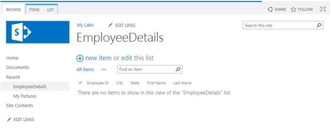Employee details list menu